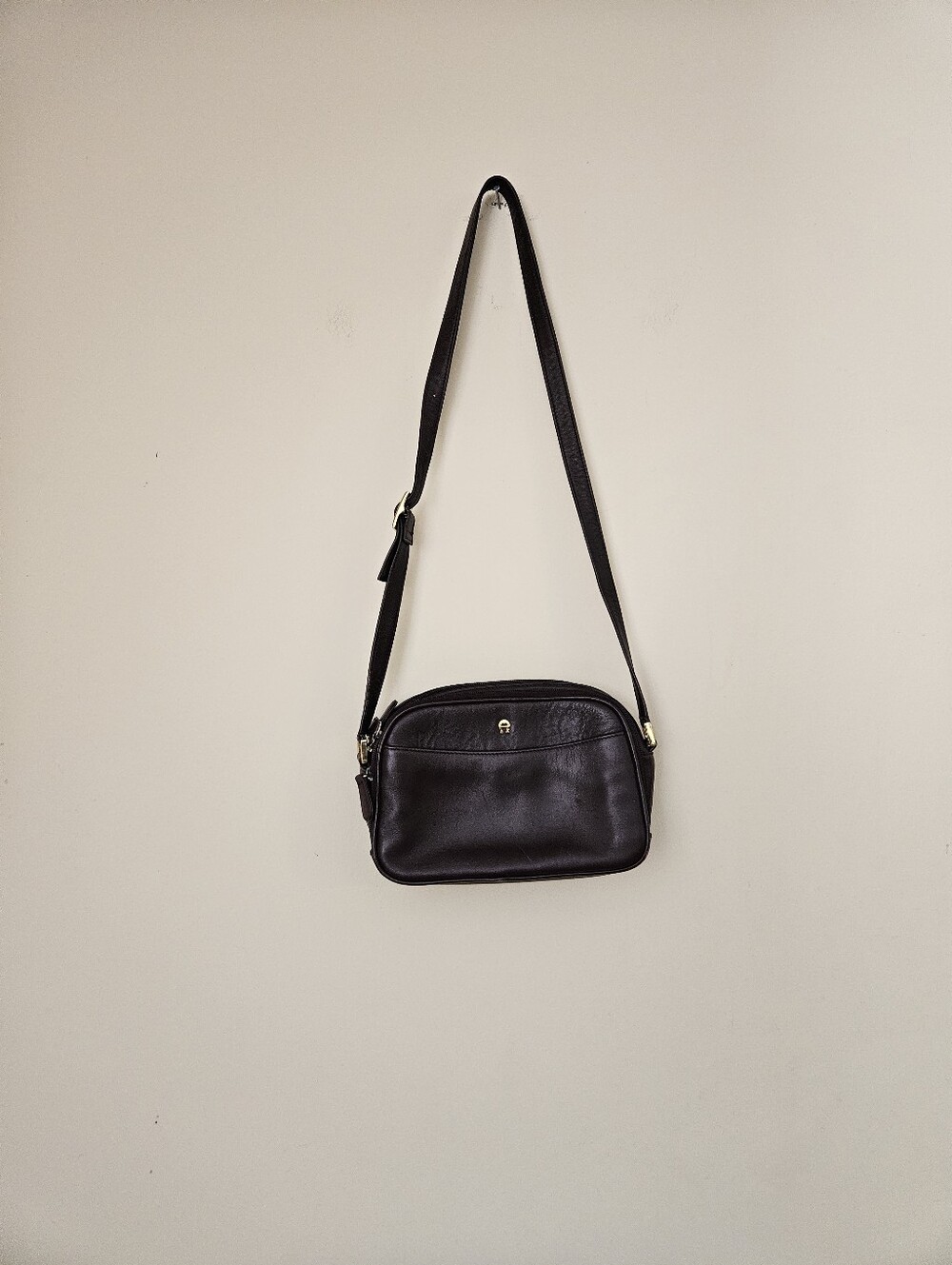 Etienne Aigner Classic  Leather Crossbody Bag -Burgundy